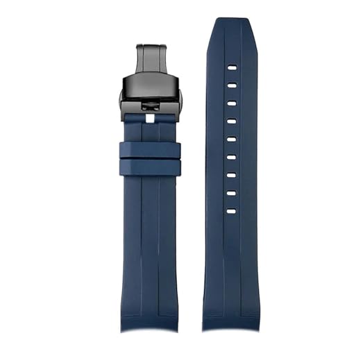 AZSHIW Gummi-Armband kompatibel mit Tissot 1853 Starfish Diving T120 Curved End Silikonarmband T120417A Serie Handgelenkarmband männlich(Blue black,21mm) von AZSHIW