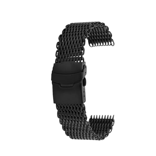 AZSHIW Kompatibel mit 20 mm 22 mm Edelstahl Dive Shark Mesh Milanese Mesh Uhrenarmband Weaving Uhrenarmband Kompatibel mit Armani AR2447 Kompatibel mit Casio EFR-303 Armband(G19-09 black,22mm width) von AZSHIW