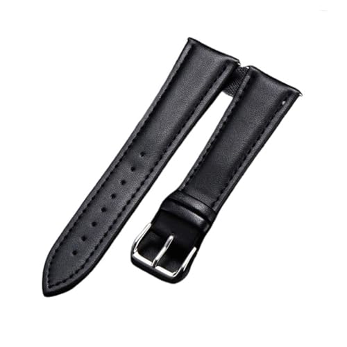 AZSHIW Kompatibel mit Business Soft Watchband Lederband Kalbsleder Herren Damen Uhrenarmband Uhrenzubehör Armband 16mm 18mm 20mm 22mm 24mm(All Black,16mm) von AZSHIW