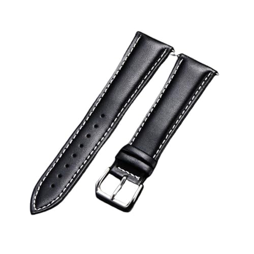 AZSHIW Kompatibel mit Business Soft Watchband Lederband Kalbsleder Herren Damen Uhrenarmband Uhrenzubehör Armband 16mm 18mm 20mm 22mm 24mm(Black White Line,22mm) von AZSHIW