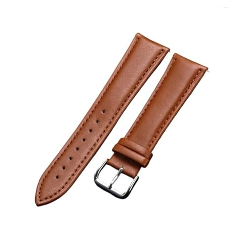 AZSHIW Kompatibel mit Business Soft Watchband Lederband Kalbsleder Herren Damen Uhrenarmband Uhrenzubehör Armband 16mm 18mm 20mm 22mm 24mm(Light brown,18mm) von AZSHIW