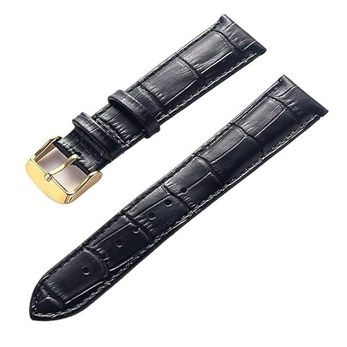 AZSHIW Kompatibel mit Herren- und Damen-Lederarmband, Ersatz-Cartier London Solo Key-Faltschließe, 17/18/20/22 mm, Leder-Uhrenarmband-Zubehör(Black gold buckle,15) von AZSHIW