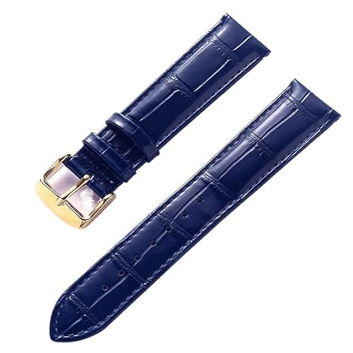 AZSHIW Kompatibel mit Herren- und Damen-Lederarmband, Ersatz-Cartier London Solo Key-Faltschließe, 17/18/20/22 mm, Leder-Uhrenarmband-Zubehör(Dark blue gold,18) von AZSHIW