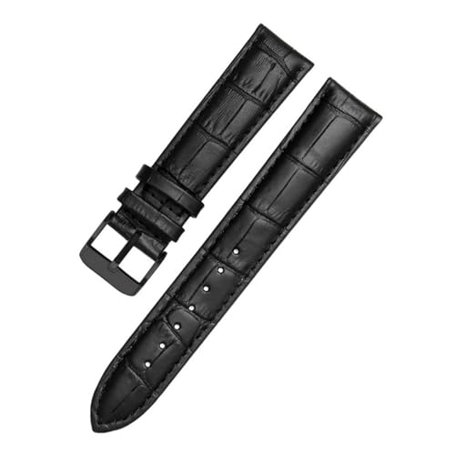 AZSHIW Kompatibel mit schwarzen Lederarmbändern in den Größen 12 mm, 14 mm, 15 mm, 16 mm, 18 mm, 19 mm, 20 mm, 21 mm, 22 mm, 24 mm.(Black black,16mm) von AZSHIW