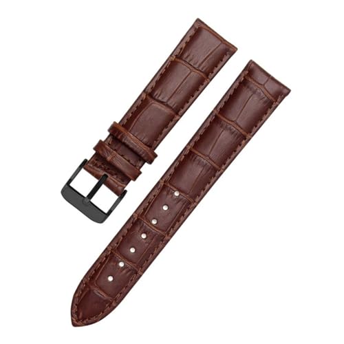 AZSHIW Kompatibel mit schwarzen Lederarmbändern in den Größen 12 mm, 14 mm, 15 mm, 16 mm, 18 mm, 19 mm, 20 mm, 21 mm, 22 mm, 24 mm.(Brown black,22mm) von AZSHIW