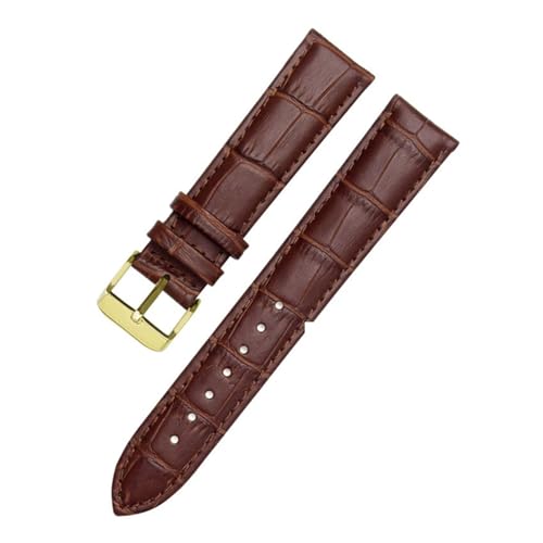 AZSHIW Kompatibel mit schwarzen Lederarmbändern in den Größen 12 mm, 14 mm, 15 mm, 16 mm, 18 mm, 19 mm, 20 mm, 21 mm, 22 mm, 24 mm.(Brown gold,21mm) von AZSHIW