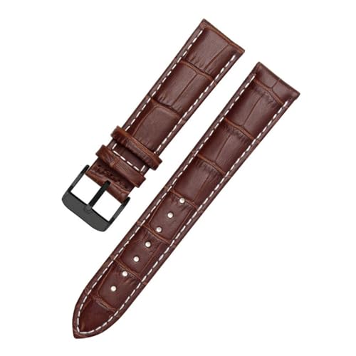 AZSHIW Kompatibel mit schwarzen Lederarmbändern in den Größen 12 mm, 14 mm, 15 mm, 16 mm, 18 mm, 19 mm, 20 mm, 21 mm, 22 mm, 24 mm.(BrwonXwhite black,13mm) von AZSHIW