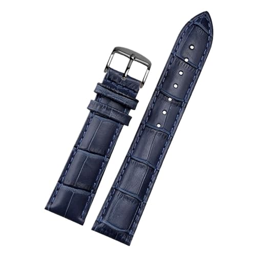 AZSHIW Lederarmband, blaues Uhrenarmband, kompatibel mit Citizen Rossini-Uhrenarmband, 14, 16, 18, 20 mm, 21 mm, 22 mm, 23 mm(Dark blue black,21mm) von AZSHIW
