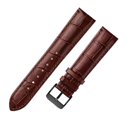 AZSHIW Lederarmband, universelles Lederarmband, kompatibel mit Citizen Tissot-Armband, 14 16 18 20 mm, 21 m, 22 mm, 23 mm(Brown black buckle,18mm) von AZSHIW