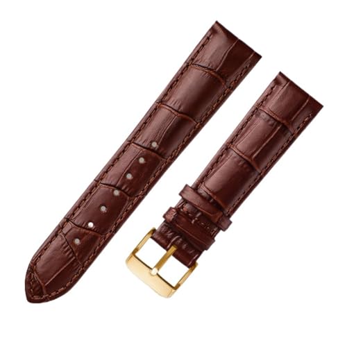 AZSHIW Lederarmband, universelles Lederarmband, kompatibel mit Citizen Tissot-Armband, 14 16 18 20 mm, 21 m, 22 mm, 23 mm(Brown gold buckle,18mm) von AZSHIW