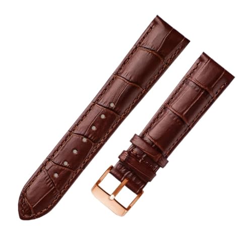 AZSHIW Lederarmband, universelles Lederarmband, kompatibel mit Citizen Tissot-Armband, 14 16 18 20 mm, 21 m, 22 mm, 23 mm(Brown rose buckle,16mm) von AZSHIW