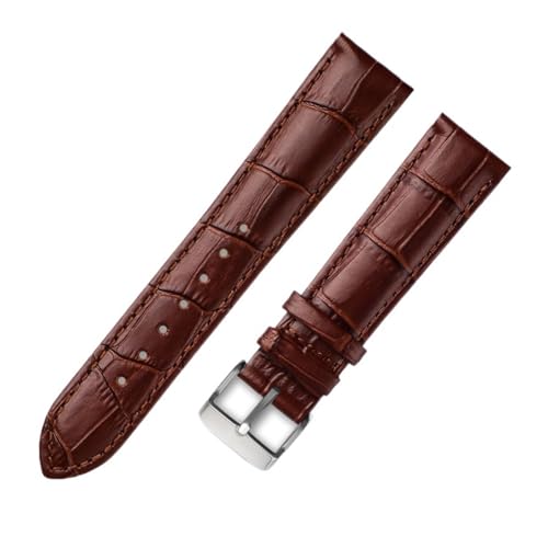AZSHIW Lederarmband, universelles Lederarmband, kompatibel mit Citizen Tissot-Armband, 14 16 18 20 mm, 21 m, 22 mm, 23 mm(Brown silver buckle,22mm) von AZSHIW