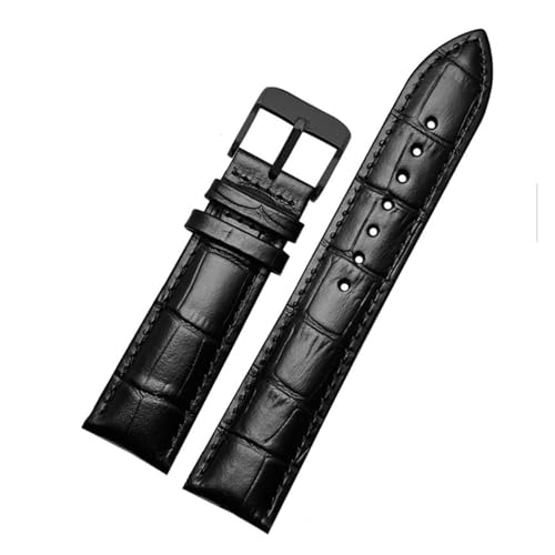 AZSHIW Lederarmband kompatibel mit Armani-Uhrenarmband Ar1605 1637 2480 Herren- und Damen-Rindslederarmband-Zubehör 18 20 mm(Black-Black-K1,23mm) von AZSHIW