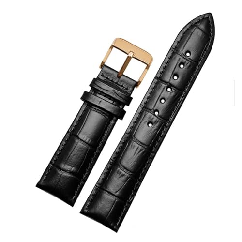 AZSHIW Lederarmband kompatibel mit Armani-Uhrenarmband Ar1605 1637 2480 Herren- und Damen-Rindslederarmband-Zubehör 18 20 mm(Black-Rose-K1,20mm) von AZSHIW