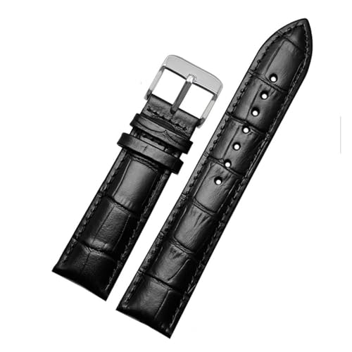AZSHIW Lederarmband kompatibel mit Armani-Uhrenarmband Ar1605 1637 2480 Herren- und Damen-Rindslederarmband-Zubehör 18 20 mm(Black-Steel-K1,18mm) von AZSHIW
