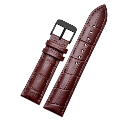 AZSHIW Lederarmband kompatibel mit Armani-Uhrenarmband Ar1605 1637 2480 Herren- und Damen-Rindslederarmband-Zubehör 18 20 mm(Brown-Black-K1,22mm) von AZSHIW