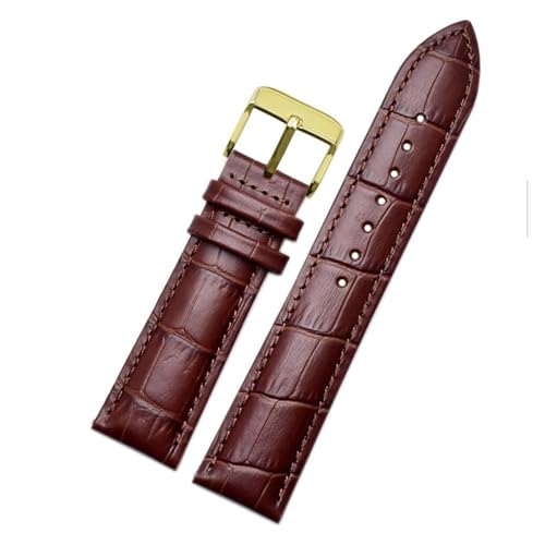 AZSHIW Lederarmband kompatibel mit Armani-Uhrenarmband Ar1605 1637 2480 Herren- und Damen-Rindslederarmband-Zubehör 18 20 mm(Brown-Gold-K1,23mm) von AZSHIW