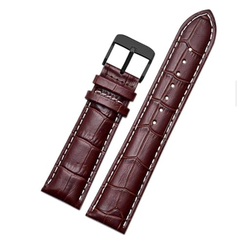 AZSHIW Lederarmband kompatibel mit Armani-Uhrenarmband Ar1605 1637 2480 Herren- und Damen-Rindslederarmband-Zubehör 18 20 mm(Brown White-Black-K1,17mm) von AZSHIW