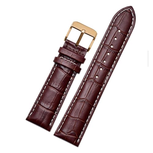 AZSHIW Lederarmband kompatibel mit Armani-Uhrenarmband Ar1605 1637 2480 Herren- und Damen-Rindslederarmband-Zubehör 18 20 mm(Brown White-Rose-K1,20mm) von AZSHIW