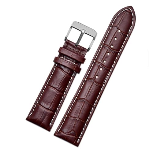 AZSHIW Lederarmband kompatibel mit Armani-Uhrenarmband Ar1605 1637 2480 Herren- und Damen-Rindslederarmband-Zubehör 18 20 mm(Brown White-Steel-K1,17mm) von AZSHIW