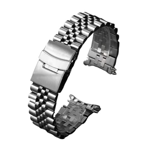 AZSHIW Uhrenarmband aus Edelstahl 316L, kompatibel mit Jubilee Watch Curved End Strap 18/19/20/21/22/24/26 mm, Luxus-Armbandzubehör(Silver,22mm) von AZSHIW