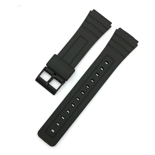 AZSHIW Wasserdichtes Silikon-Ersatzarmband, kompatibel mit Casio W800H, schwarzes PU-Armband, kompatibel mit AE1200 SGW400H, 18 mm Gummi-Armbandzubehör(Black-black,12mm) von AZSHIW