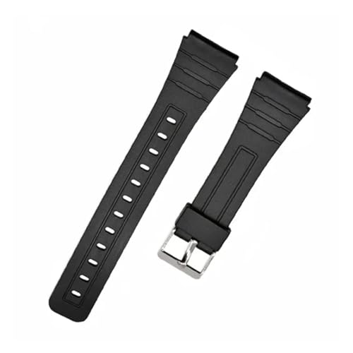 AZSHIW Wasserdichtes Silikon-Ersatzarmband, kompatibel mit Casio W800H, schwarzes PU-Armband, kompatibel mit AE1200 SGW400H, 18 mm Gummi-Armbandzubehör(Black-silver,20mm) von AZSHIW