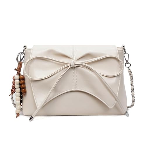 AZURAOKEY Bogenknoten Umhängetasche PU Handtasche Mode Clutch for Frauen Mädchen Damen (weiß) von AZURAOKEY