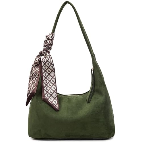 AZURAOKEY Braune Wildleder-Geldbörsen for Frauen Slouchy Leder Hobo Tasche Chic Avarm Bag 2025 Herbst Winter Wildleder Handtaschen von AZURAOKEY