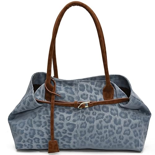 AZURAOKEY Cheetah Druck Hobo Schulter Handtasche große Umhängetasche for Frauen (blau) von AZURAOKEY