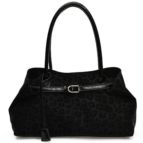 AZURAOKEY Cheetah Druck Hobo Schulterhandtasche große Umhängetasche for Frauen (schwarz) von AZURAOKEY