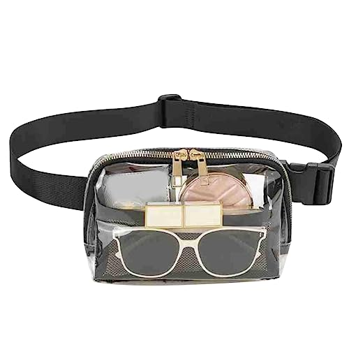 AZURAOKEY Clear Fanny Pack Stadion Approved - Women Shoulder Bag Waterproof Transparent Waist Bag, Clear Purse Adjustable Belt Crossbody Bag Bum Bag for Hiking, Running, Travel, Concert, Schwarz, von AZURAOKEY