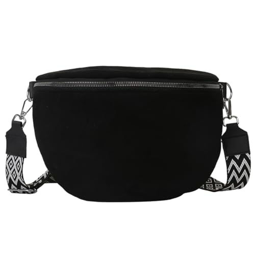 AZURAOKEY Damen-Umhängetasche, Trendige PU-Leder-Brusttasche, stilvolle Hobo-Tasche, einfarbig, Halbmond-Umhängetasche, Verstellbarer breiter Riemen, Damen-Pendeltasche von AZURAOKEY