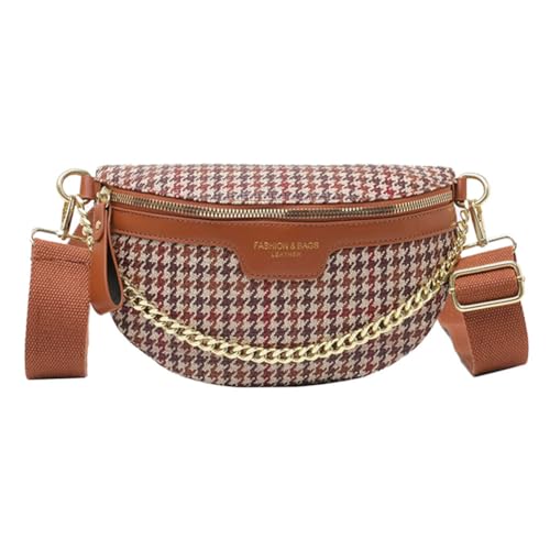 AZURAOKEY Damen-Umhängetasche, Trendige Umhängetasche, PU-Leder, Brusttasche, solide Umhängetasche, Verstellbarer Riemen mit Kette, for Reisen, Einkaufen von AZURAOKEY