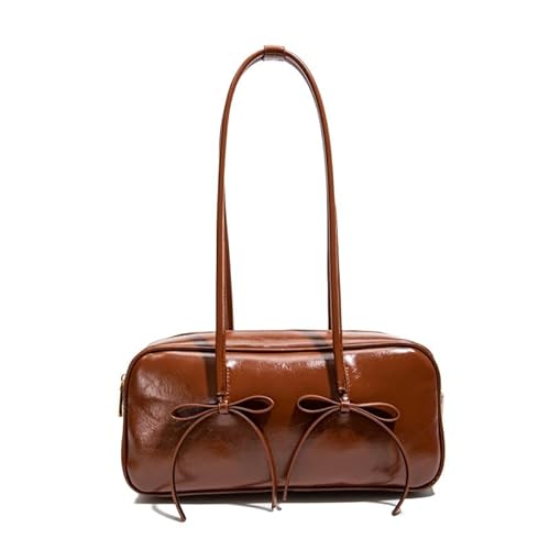 AZURAOKEY Frauen Leder -Umhängetasche mit Fliege Handtasche for den täglichen Gebrauch (braun) von AZURAOKEY