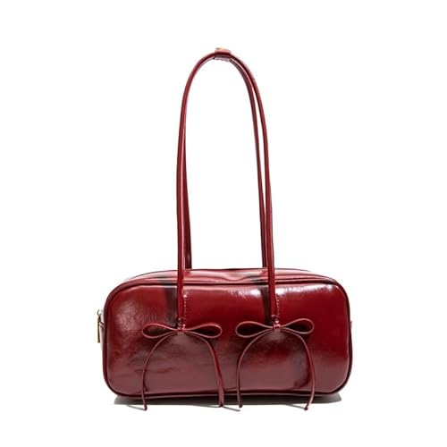 AZURAOKEY Frauen Leder -Umhängetasche mit Fliege Handtasche for den täglichen Gebrauch (rot) von AZURAOKEY