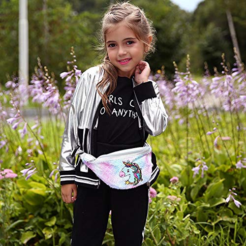 AZURAOKEY Frauen Pailletten Fanny Brust Gürtel Tasche Mädchen Kinder Cartoon Taille Pack Schöne Zipper Mode Umhängetaschen von AZURAOKEY