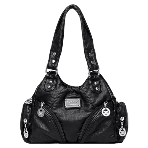 AZURAOKEY Frauen Retro Niet Schultertasche Mehrere Taschen Metall Stud Handtasche Abnehmbarer Riemen Casual Unterarm Tasche Damen Arbeitstasche von AZURAOKEY