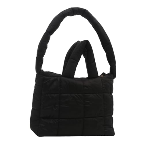 AZURAOKEY Frauen Stepp Umhängetasche Große Kapazität Plaid Handtasche Einfarbig mit Top Griff Reisetasche von AZURAOKEY