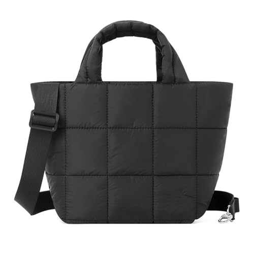 AZURAOKEY Frauen gesteppt Nylon Handtasche gepolsterte Fitness -Umhängetasche Pendelhandtasche (schwarz) von AZURAOKEY