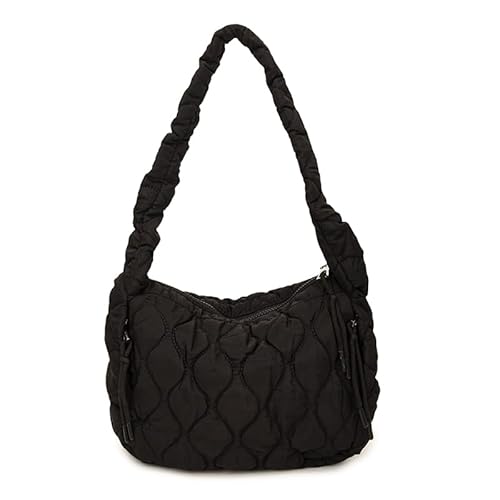 AZURAOKEY Gesteppte Crossbody -Tasche Plissee Umhängetasche Großer Hobo -Tasche for Frauen (schwarz) von AZURAOKEY