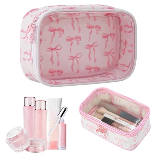 AZURAOKEY Klarer Make -up -Beutel for Frauen - PVC Bowknot Transparent Kosmetiktasche, wasserdichte Reisetasche Handtasche Overizer for Freundin, Mutter, Brautjungfer von AZURAOKEY