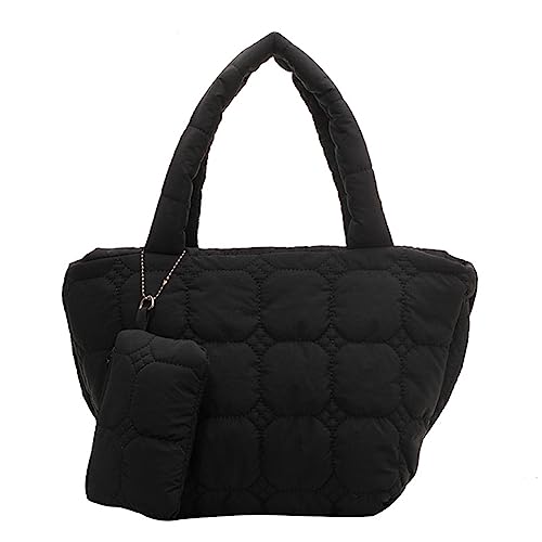 AZURAOKEY Leichte, bauschige Handtasche for Damen, gesteppte Tragetasche mit großem Fassungsvermögen und einer kleinen Tasche zum Aufhängen von AZURAOKEY