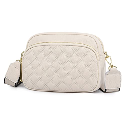 AZURAOKEY Messenger Bags Mehrschichtige Tasche Rindsleder Umhängetasche Umhängetasche Reißverschluss Rautenmuster Feste weibliche Umhängetasche von AZURAOKEY