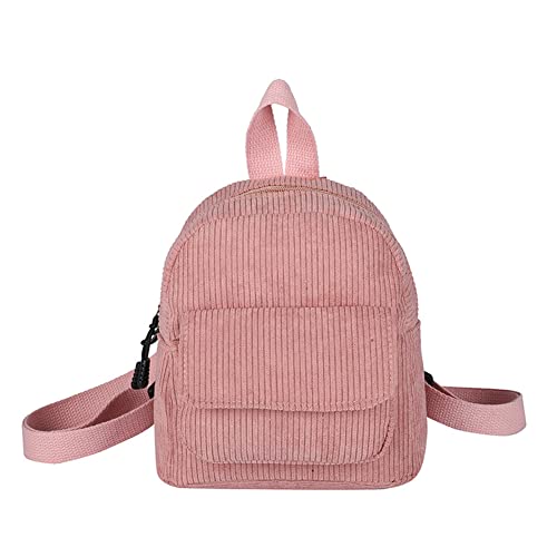 AZURAOKEY Mini-Rucksack for Damen, Cord, Mädchen, Büchertaschen, Retro-Reiserucksack, Weiß, Pink, Rucksack Rucksäcke von AZURAOKEY