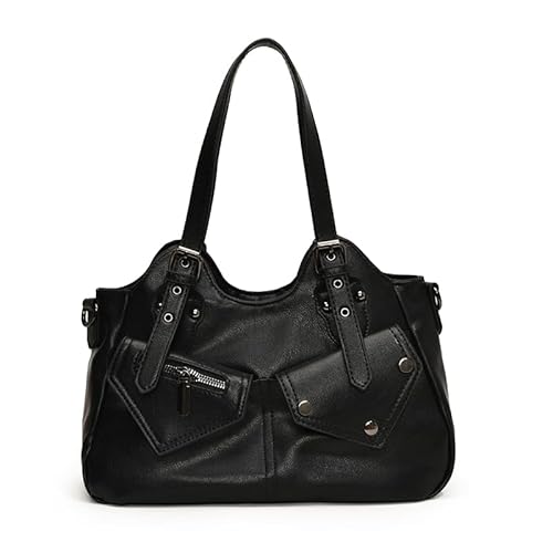 AZURAOKEY Multi-Taschen Hobo Tasche for Damen, Vegane PU Leder Slouchy Tote Tasche Vintage Große Kapazität Y2K Schulterhandtasche von AZURAOKEY