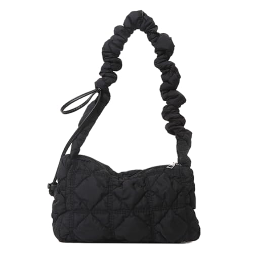 AZURAOKEY Nylon Puffy Umhängetasche Weich Gepolstert Tote Handtasche Verstellbarer Kordelzug Riemen Frauen Casual Geldbörse Gesteppte Tasche von AZURAOKEY