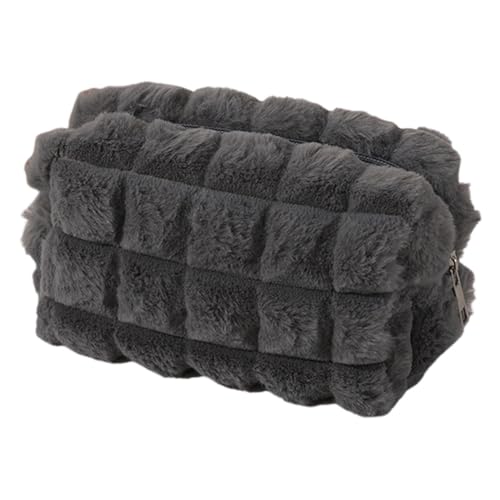 AZURAOKEY Plüsch-Kosmetiktasche mit Reißverschluss, Damen-Make-up-Organizer, einfarbig, Aufbewahrungstasche for Reisen von AZURAOKEY