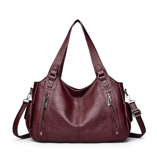 AZURAOKEY Rot Damen Schultertasche Frauen Umhängetaschen Schultertasche PU Leder Tote Beutel, Luxus Designer Handtasche mit mehreren Taschen Henkeltaschen Tragetasche von AZURAOKEY