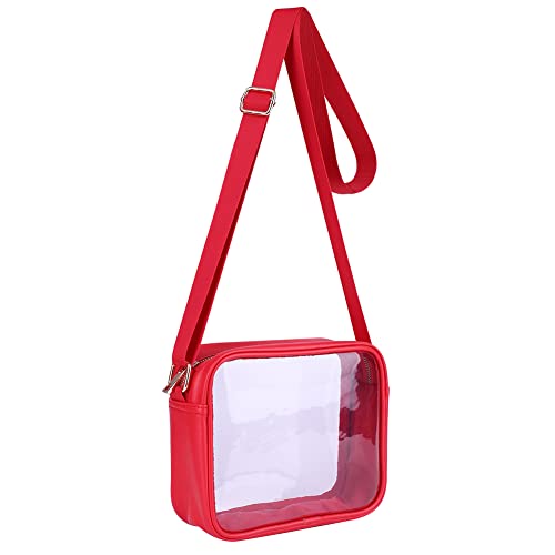 AZURAOKEY Transparente Tasche for Damen, Stadion-zugelassen, transparente PVC-Tasche for Konzerte, Sport, Festivals, Rot/Ausflug, einfarbig (Getaway Solids) von AZURAOKEY